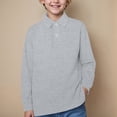 thumbnail image 2 of HCNTES Big Boy's Polo Shirts Long Sleeved Solid Color Basic Polos Breathable Basic Undershirt(Grey,16-17 Years), 2 of 5