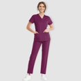 thumbnail image 2 of Scrubs Set for Women Nurse Uniform Jogger Suit Medical Scrubs Set V-Neck Top & Pants with Pockets Comfortable & Durable, 2 of 7