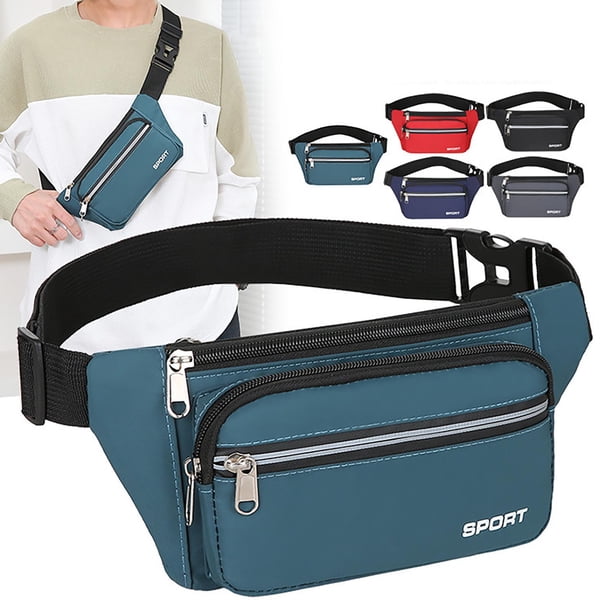 Bolsa de cintura de gran capacidad para hombres y mujeres - Mochila mensajera ajustable de nylon para móvil, viajes, ejercicio