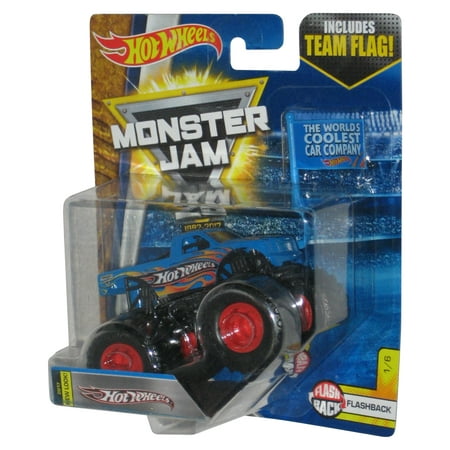 Hot Wheels Monster Jam (2016) Flashback 1/6 Blue Toy Truck w/ Team Flag