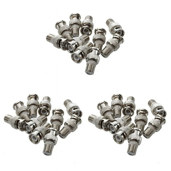 BNC Male to F Female CCTV Camera Coax Cable Connector (Pack of 30)