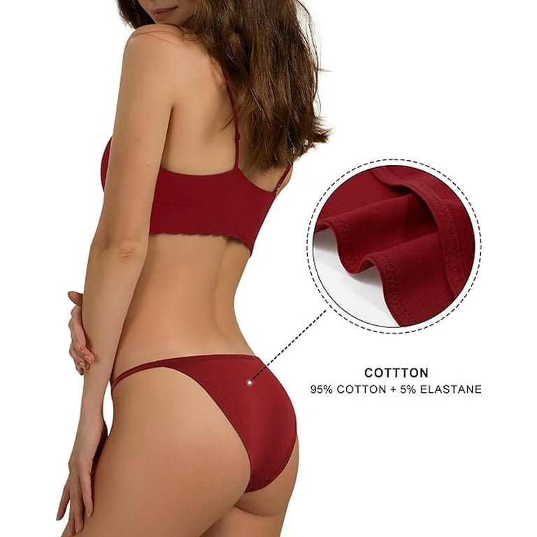 LEVAO Cotton Underwear Women Cheeky Panties Rhinestone Logo Low