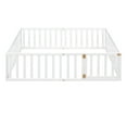 thumbnail image 6 of Full Size Floor Bed Frame, Montessori Floor Bed Frame with Fence & Door, Wood Bed Frame for Girls and Boys, No Box Spring Needed, Easy Assembly, White, 6 of 9
