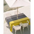 thumbnail image 2 of Outdoor Tablecloth with Umbrella Hole, Yellow Grey Spillproof Waterproof Outdoor Table Cover, Vintage Stripe Farmhouse Wood Grain Ombre Patio Tablecloths for Party Picnic Camping, Rectangle 52"x70", 2 of 9