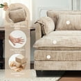 thumbnail image 3 of JONPONY 76.77" U Shaped Couch,Oversized 2 Seats Sectional Sofa,Sleeper Convertible Upholstery Sofá with 2 Ottomans & Side Pockets for Living Room,Furniture,Apartment,Light Brown, 3 of 11