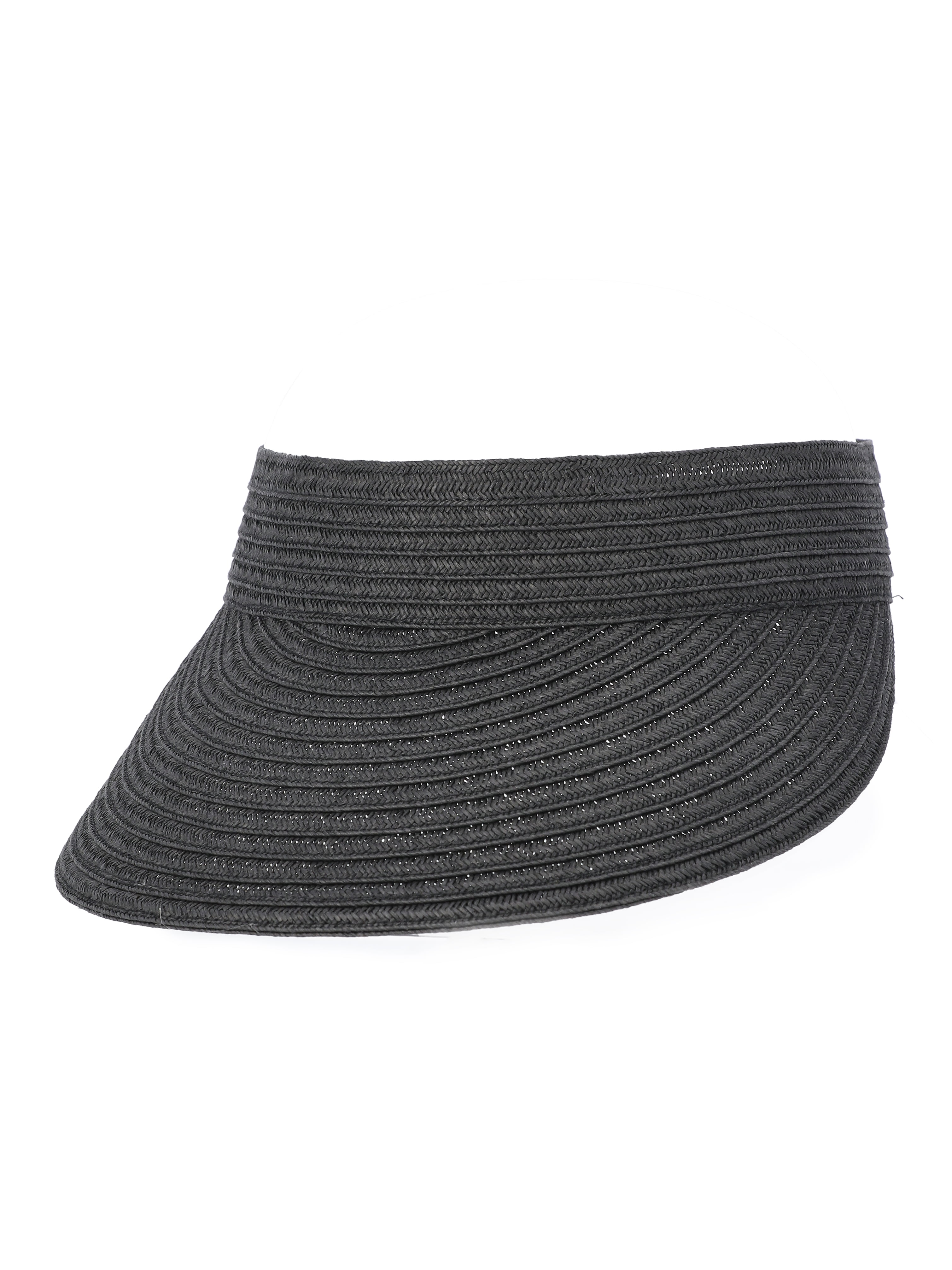 Time and Tru Women's Straw Visor Hat, Black