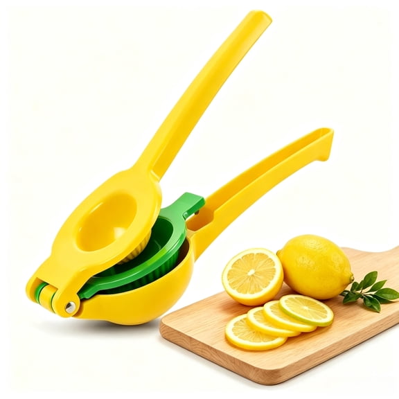 Dual Size Aluminum Lemon Squeezer, Bright Yellow Manual Citrus Juicer, 2-in-1 Hand Lime Press for Lemons, Limes & Small Citrus Fruits