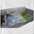 thumbnail image 6 of Blue Sky Soft Flannel Fleece Throw Blanket, Landscape Scenery Print of Greenery Land with a Clear Clouds Sky, Cozy Plush for Indoor and Outdoor Use, 60" x 80", Lime Green and Sea Blue, by Ambesonne, 6 of 6