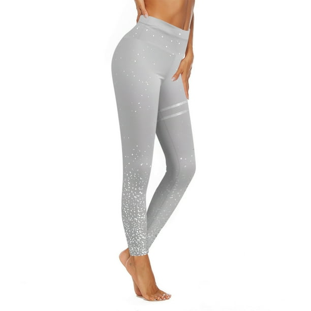 MKLEKYY Leggings deportivos push up para mujer, mallas deportivas con estampado plateado para entrenamiento, fitness, deporte, yoga, pantalones atléticos