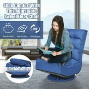 Costway 360° Swivel Floor Gaming Chair 6-Position Folding Lazy Sofa Dark Brown