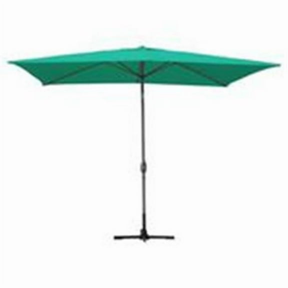 Jeco UBP64-UBF64 6.5 x 10 Ft. Aluminum Patio Market Umbrella Tilt with Crank - Green Fabric & Grey Pole
