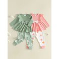 thumbnail image 3 of Cenuakty Girl Fall Outfit Floral Long Sleeve Tops and Pants Set, 3 of 5