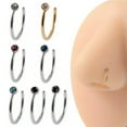 thumbnail image 2 of HOOUN Fake Piercing Stainless Steel Nose Hoops Body Jewelry Gifts Simple Ring -Pink, 2 of 9