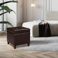 thumbnail image 2 of Homebeez Tufted Faux Leather Storage Ottoman Square Cube Foot Rest Stool with Flip Top (Brown), 2 of 14
