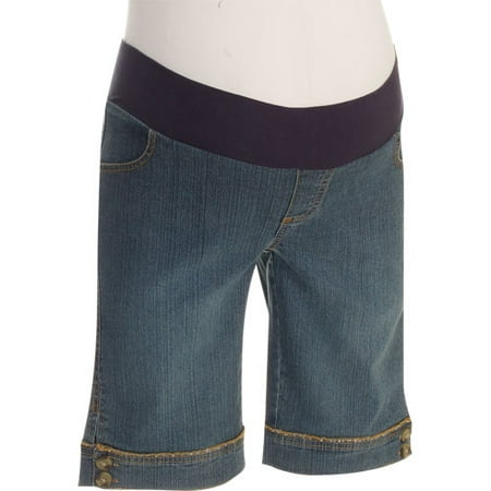 Maternity Demi-Panel Denim Banded Shorts