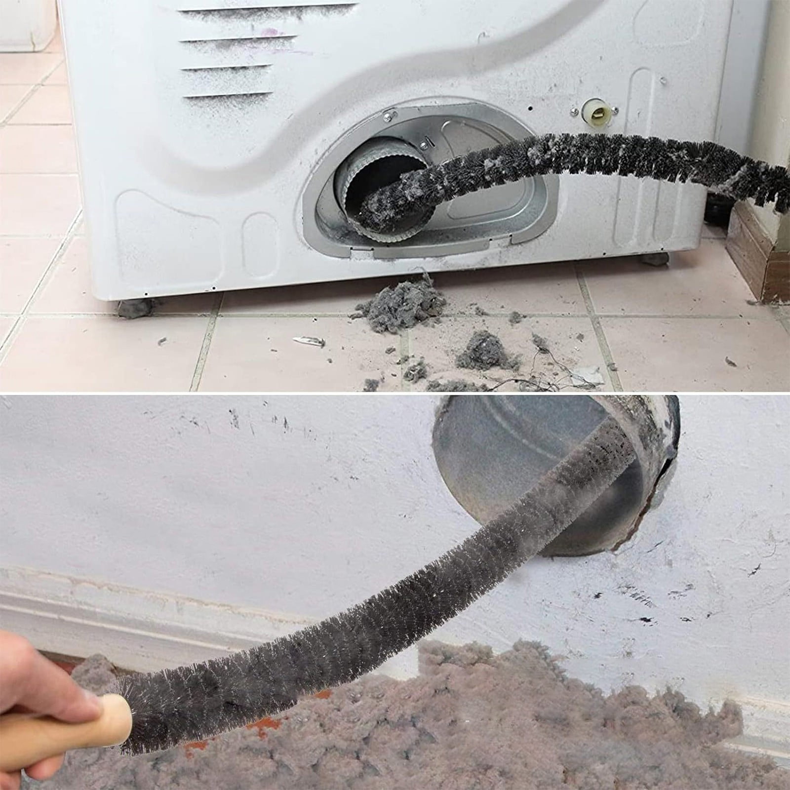 Dryer Vent Cleaning Kit with Washer Cleaning Brush and Hose Coil Brush, 3-Piece Set for Dryer Vent Hose and Washer Maintenance