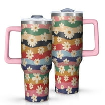 OBREWU Pioneer Flower Tumbler with Handle and Lid,Pioneer Flower 40oz Double Wall Vacuum Insulated Tumbler,Cups Gift for Women and Men