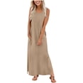 thumbnail image 2 of gakvbuo Summer Tank Dress For Women Maxi Dress Sundress Womens Summer Casual Beach Sleeveless V-Neck Long Dress, 2 of 9