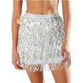 Women's Sequin Fringed Skirt Sparkle Stretchy Bodycon Mini Skirts Night