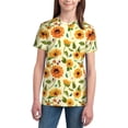 thumbnail image 3 of Wukai Sunflowers And Butterflies Youth Unisex Short Sleeve T-Shirt for Boys, Girls, Teens, and Kids-Small, 3 of 7