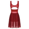 thumbnail image 4 of Yhong Women's Chiffon Lyrical Dance Dress High-Low Skirted Leotard Modern Contemporary Costume Red XL, 4 of 7