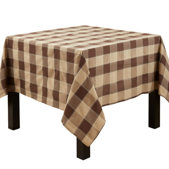 Saro Lifestyle Stitched Plaid Cotton Blend Tablecloth