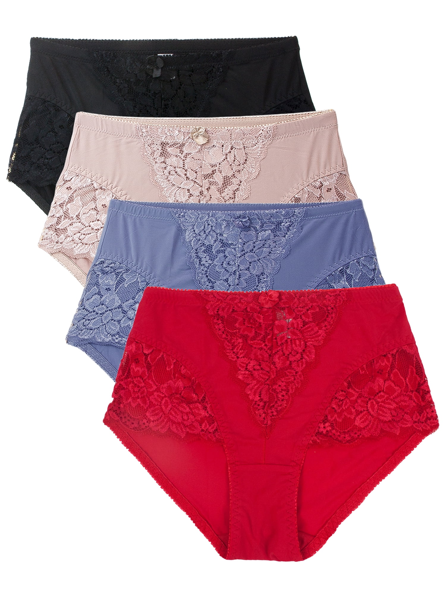 B2body B2body Women S Panties Lace High Waisted Briefs Small To Plus Sizes 4 Pack Walmart