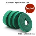 thumbnail image 1 of 5m/roll Cable Ties Reusable Loop Bundle Self Adhesive Green Nylon Strap Organizer Clip Wire Holder Management Fastening Tape width 10mm 30 rolls, 1 of 5
