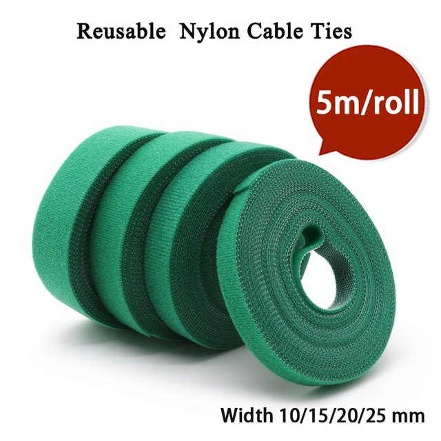 5m/roll Cable Ties Reusable Loop Bundle Self Adhesive Green Nylon Strap Organizer Clip Wire Holder Management Fastening Tape width 10mm 30 rolls