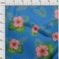 thumbnail image 3 of oneOone Cotton Silk Medium Blue Fabric Tropical Hibiscus Floral Quilting Supplies Print Sewing Fabric By The Yard 42 Inch Wide, 3 of 4