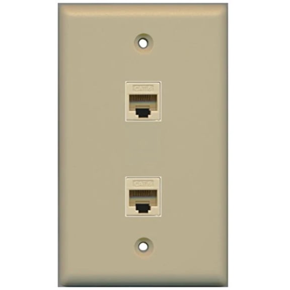 RiteAV - 2 Port Cat6 Female-Female Wall Plate - Ivory