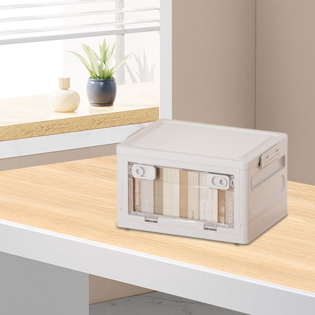 Caja de almacenamiento plegable transparente para utensilios de cocina, grande, con tapa, organizador para acampar, colcha, ropa, juguetes, cajas de plástico para dormitorios de estudiantes, caja orga