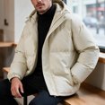 thumbnail image 7 of Winter Puffer Coat for Men Solid Color Warm Hooded Thick Coat Stand Collar Zip Up Padded Outerwear for Daily, 7 of 7
