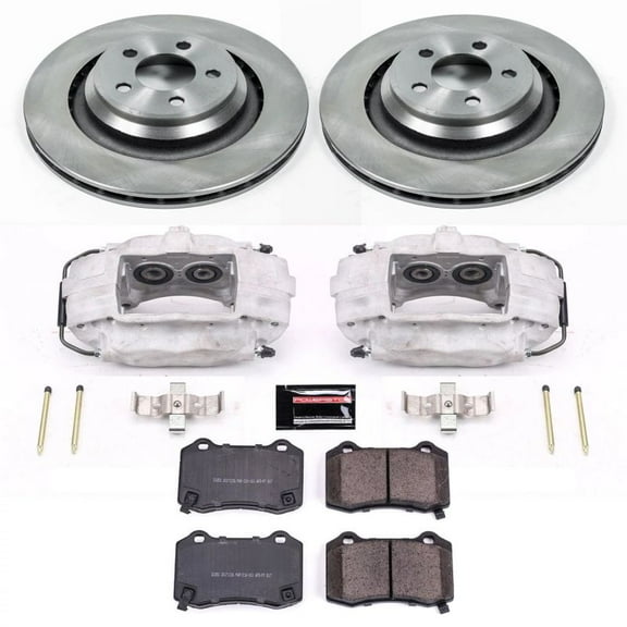 PowerStop Rear Stock Replacement Brake Pad and Rotor Kit with Calipers Fits: CHRYSLER DODGE Select Models KCOE4583