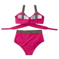 thumbnail image 5 of Women's High Waist Bikini Set Cross Back Tummy Control Two Piece Swimsuit Cover Belly Beach Swimwear for Vacation,Hot Pink,L, 5 of 8