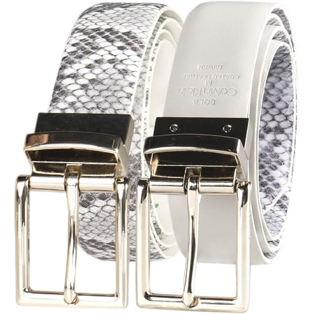 Calvin Klein Womens Reversible Belt Medium Grey/White Dress
