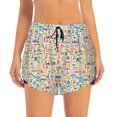 thumbnail image 3 of Uemuo Famous Places Pattern Women's Athletic Shorts High Waisted Running Shorts with Liner Pockets Gym Elastic Workout Shorts-, 3 of 9