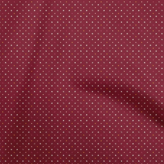 oneOone Cotton Poplin Twill Maroon Fabric Stars Diy Clothing Quilting Fabric Print Fabric By Yard 56 Inch Wide