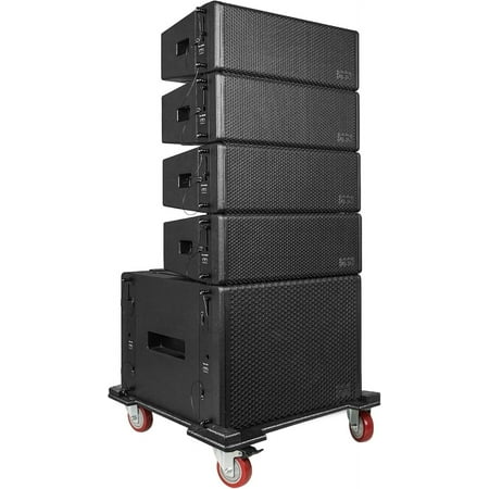 Sound Town Mode Audio Series Passive Line Array Speaker System with One 18-inch Subwoofer, Four Dual 8-inch Line Array Speakers, One Stacking Frame, One Caster Board, Black(FL-18S28X4S)