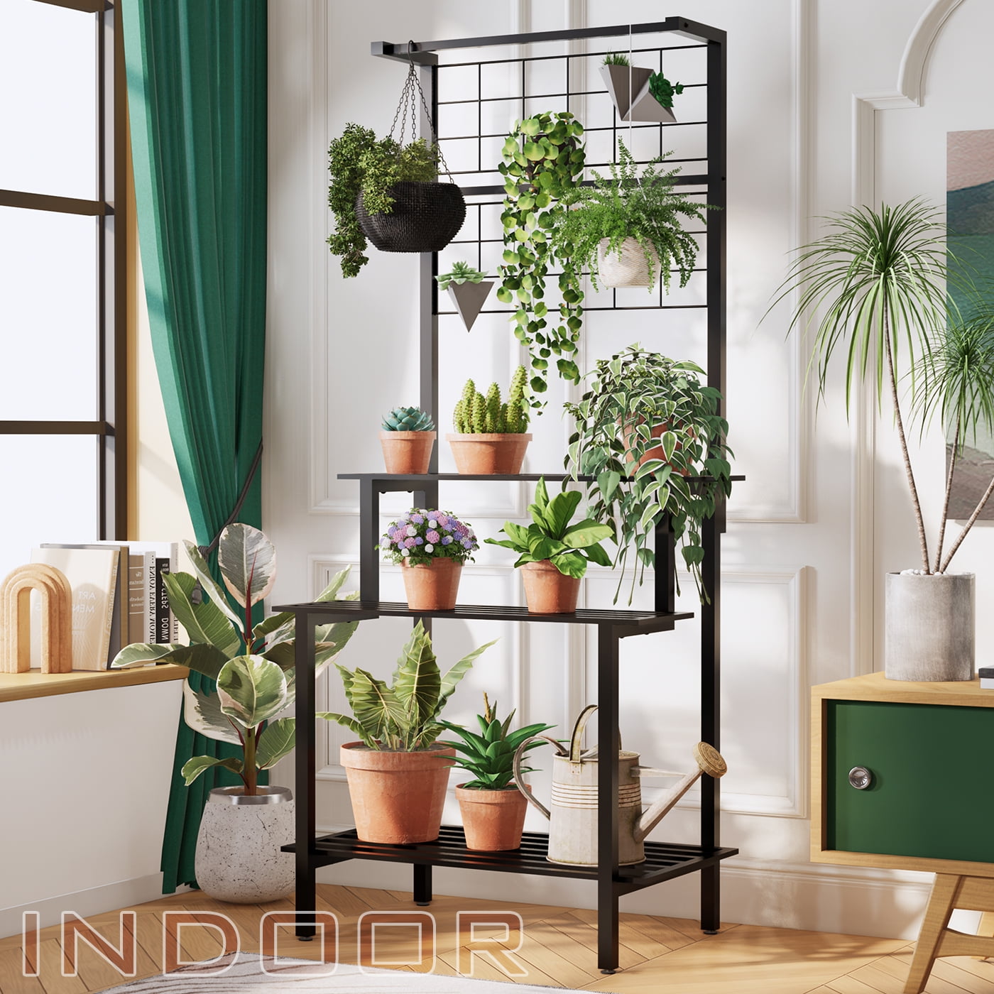Tier Plant Stand Metal Tall Plant Stand with High Loading Capacity, Stair Planter Shelves Grid Panel,Hanging Stand for Ourdoor Home Garden Balcony Office - Walmart.com
