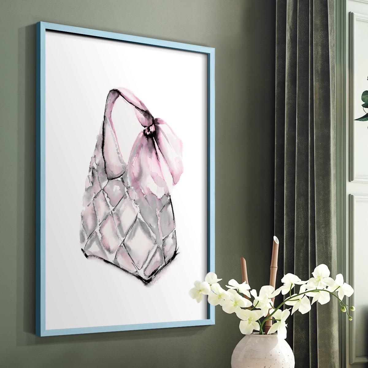 Quilted Hobo in Blue Solid Wood 8 x 10 Framed Print