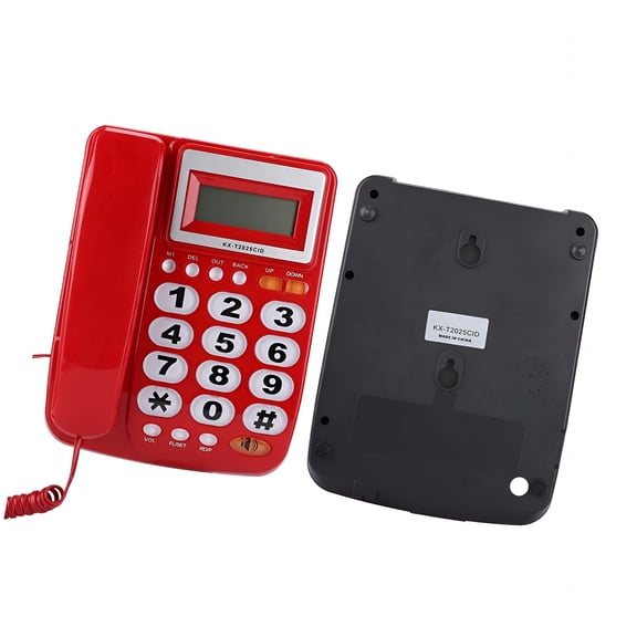 GJX Desktop Corded Landline Telephone With Caller ID Display With Speakerphone for Home Office, Corded Phone with Caller ID, Desktop Corded Telephone (Red)