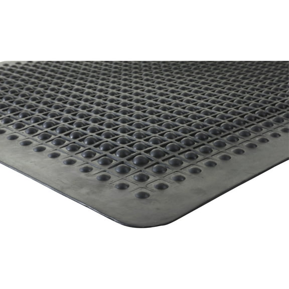 Genuine Joe Flex Step Rubber Anti-fatigue Mats - Warehouse - 60" Length X 36" Width - Rubber - Black