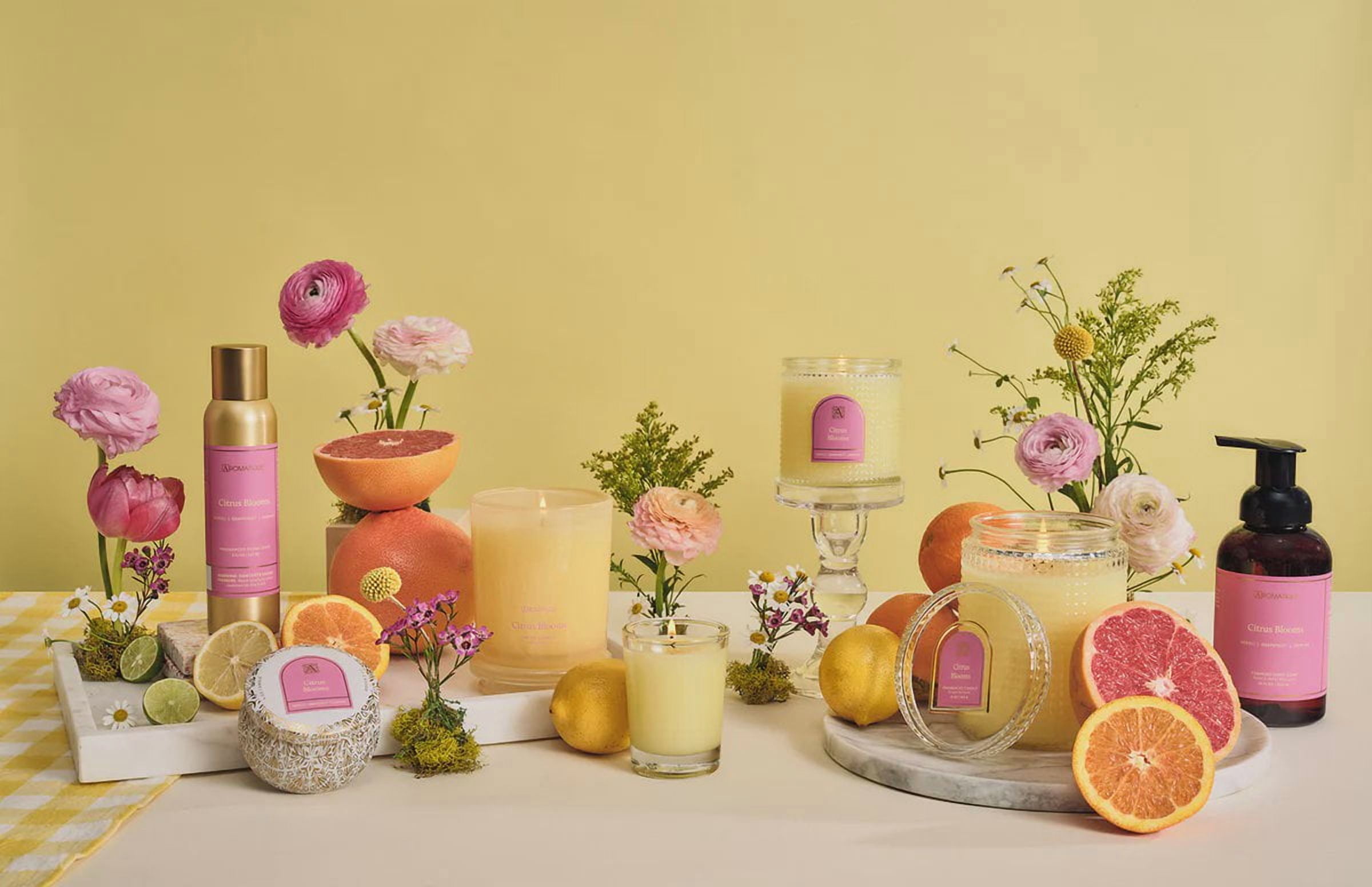 CITRUS BLOOMS Aromatique Foundry 10oz Tinted Glass Scented Jar Candle