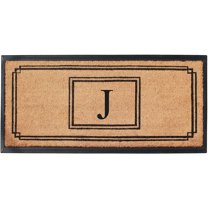 A1 Home Collections Rubber & Coir Mat, Heavy Duty, Extra Large, Front Door Mat 24"X48", Black/Beige Doormat Monogrammed J