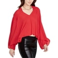 thumbnail image 1 of Blusa de punto drapeado Rachel Roy para mujer rojo mediano, 1 of 1