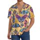thumbnail image 1 of Balery Butterfly 3 Camisa Casual de Manga Corta con Botones para Hombre, Texturizada, Estilo Cubano, para Playa, Verano-4X-Large, 1 of 5