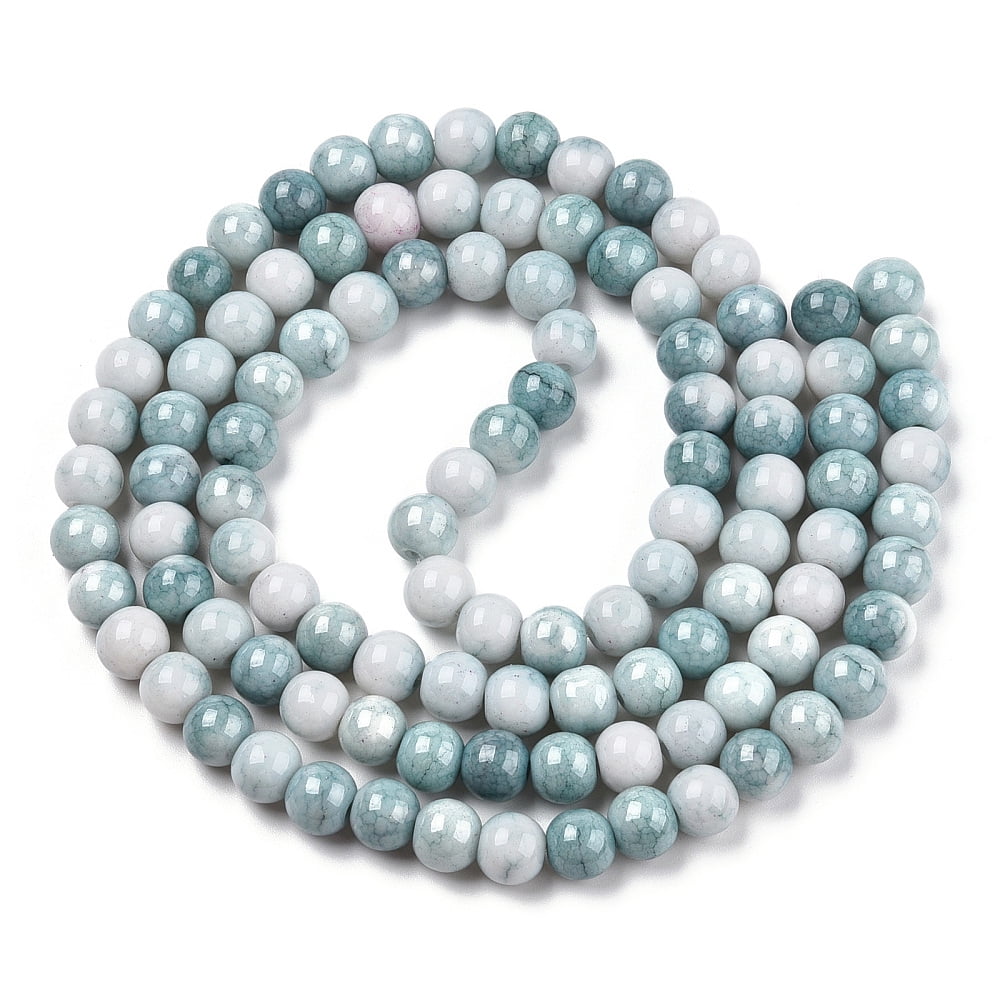 20strands Opaque Glass Round Beads Strands Imitation Stones Round Pale Turquoise 8~9mm Hole: 1.5mm about 104~106pcs/strand 30.31~31.10 inch(77~79cm)
