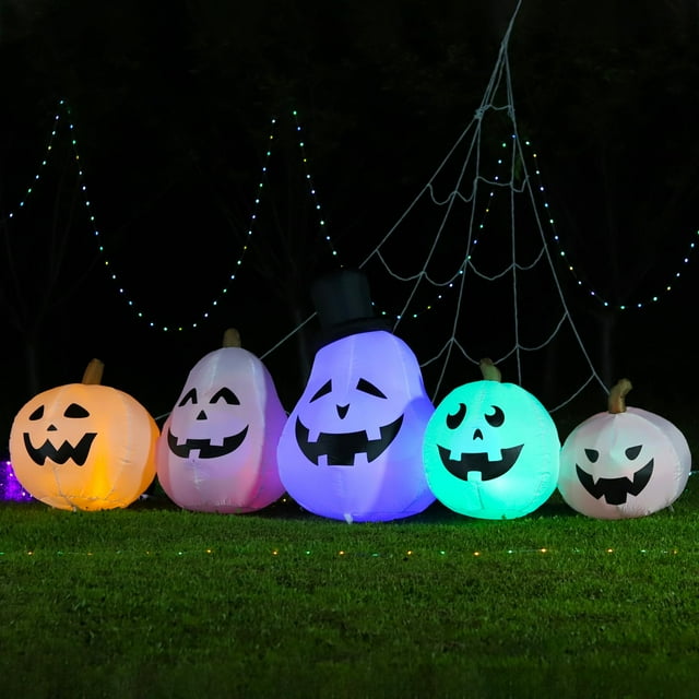 Luz LED inflada DomKom, 244 cm, diseño de calabaza para Halloween