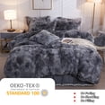 thumbnail image 2 of LIFEREVO Luxury Fluffy Faux Fur Duvet Cover Set, Soft Tie Dye Plush Fuzzy Duvet Cover Set(1 Shaggy Comforter Cover+2 Furry Pillowcases)Bedding Set, Zipper Closure(King, Tie Dye Dark Grey), 2 of 7